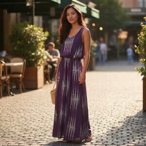 Jon & Anna Womens Floral Sleeveless Maxi Dress Purple White Large Fairy Bohemian